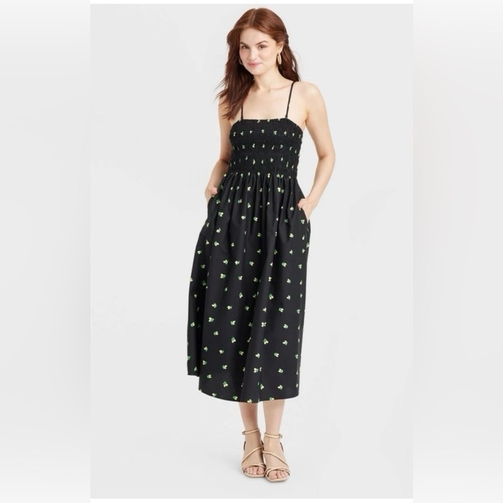 Black Lemon Print Dress
